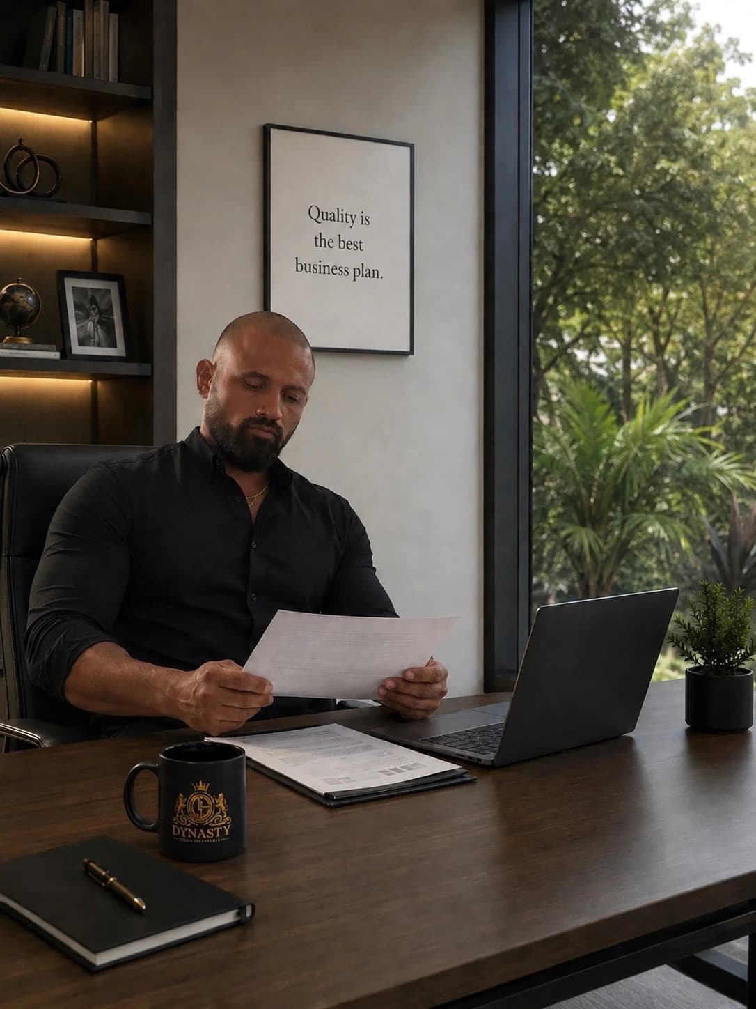 Dynasty Claims Services professional reviewing appraisal documentation in an office